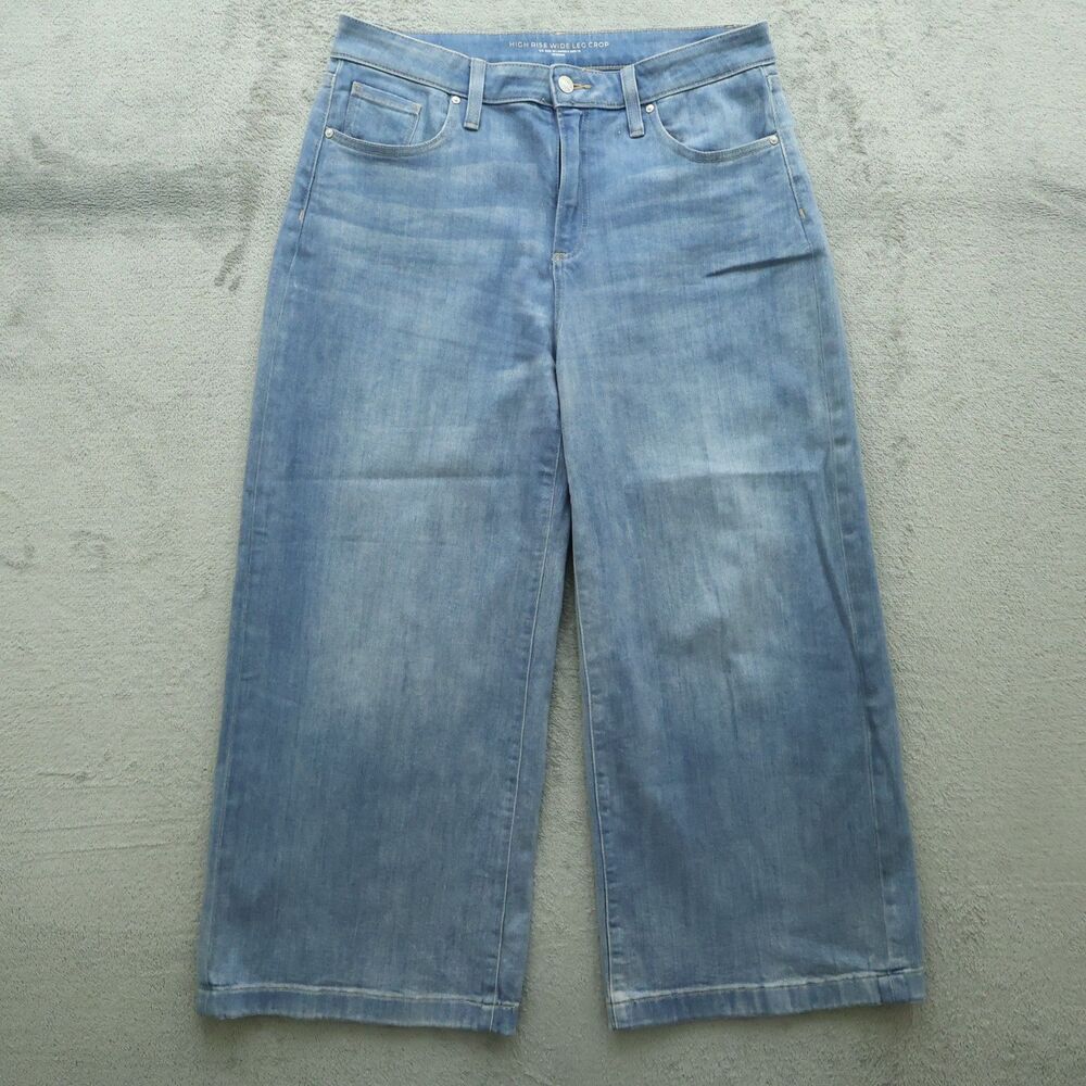 Chico's Jeans Women's Size 1.5 US-10 Blue High-Rise Wide-Leg Crop 26" Inseam